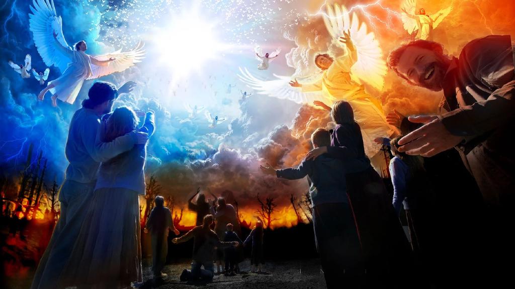 An illustration of the Second Coming of Jesus Christ.