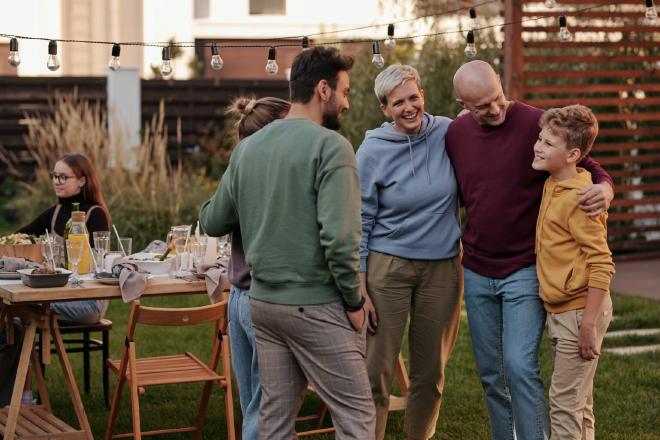 A family gathered together for thanksgiving